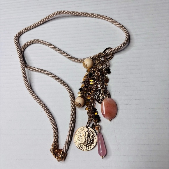 BELLEZZA Bronze Coin Charm Cluster Pendant Long Rope Necklace - Picture 4 of 7